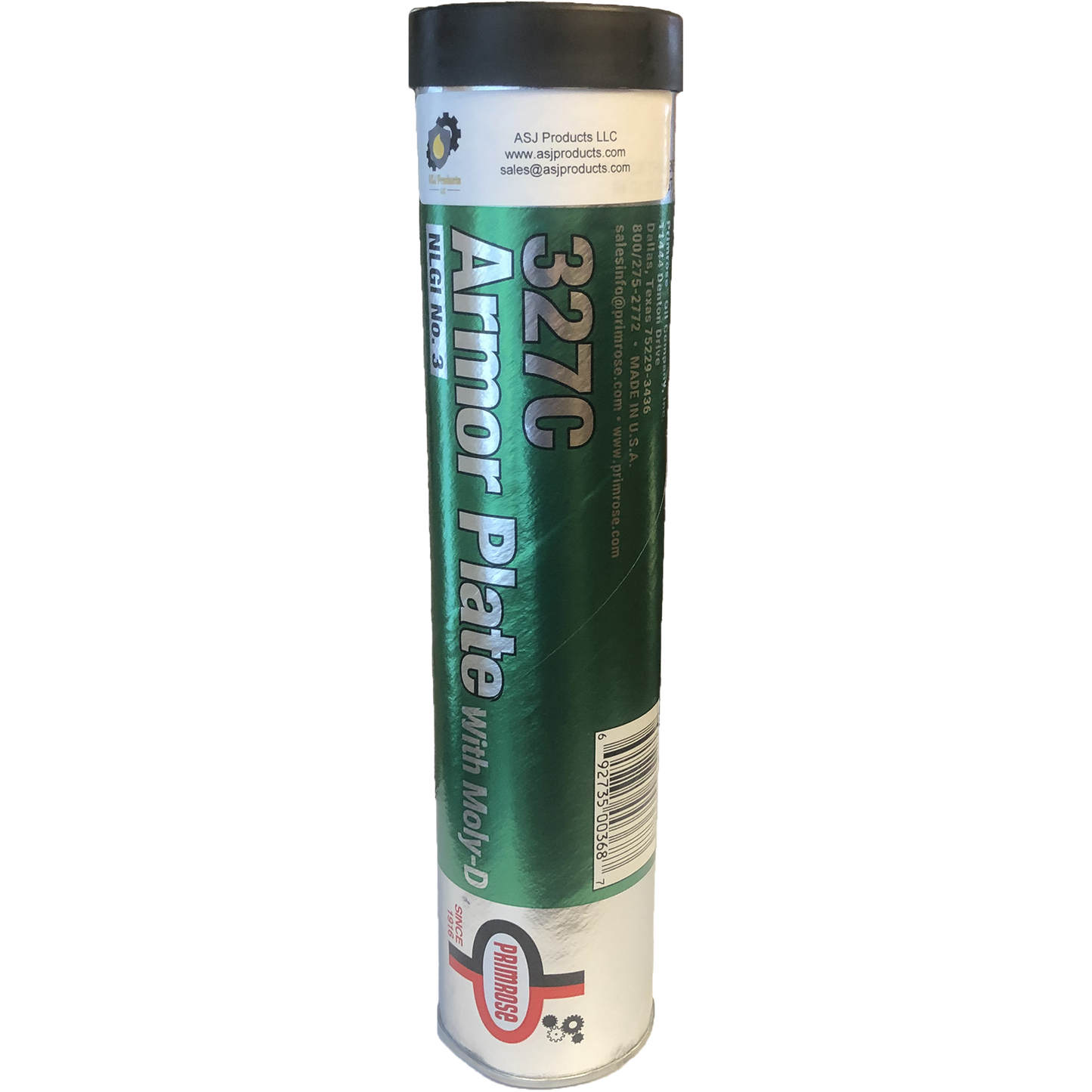 ASJ Products LLC 327-C Armor Plate Grease with Moly-D NLGI #3, thick lubricant for heavy-duty industrial use. Green moly grease, NLGI #3 high-temperature industrial lubricant.
