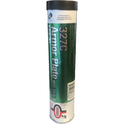 ASJ Products LLC 327-C Armor Plate Grease with Moly-D NLGI #3, thick lubricant for heavy-duty industrial use. Green moly grease, NLGI #3 high-temperature industrial lubricant.