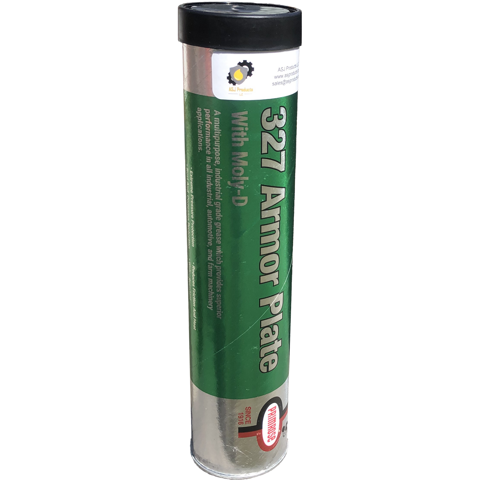 327-1 Armor Plate Grease with Moly-D / NGLI #1 - ASJ Products, LLC. Green moly grease, NLGI #1 industrial lubricant for heavy equipment.