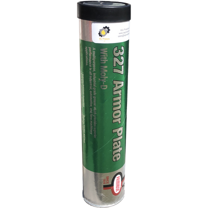 327-1 Armor Plate Grease with Moly-D / NGLI #1 - ASJ Products, LLC. Green moly grease, NLGI #1 industrial lubricant for heavy equipment.