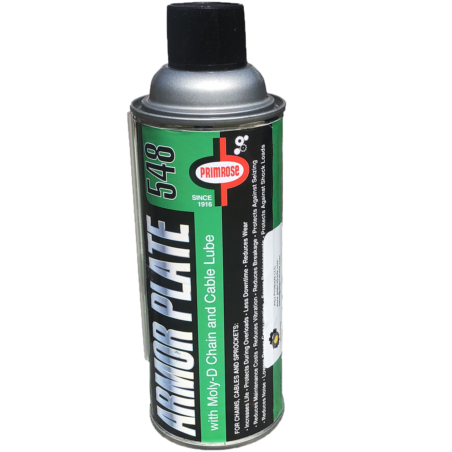 548 / Primrose Armor Plate w/ Moly D Chain & Cable Lubricant - ASJ Products, LLC. Chain and cable lubricant, Moly-D adhesive lube for sprockets and wire ropes.