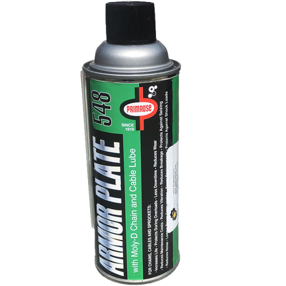 548 / Primrose Armor Plate w/ Moly D Chain & Cable Lubricant - ASJ Products, LLC. Chain and cable lubricant, Moly-D adhesive lube for sprockets and wire ropes.